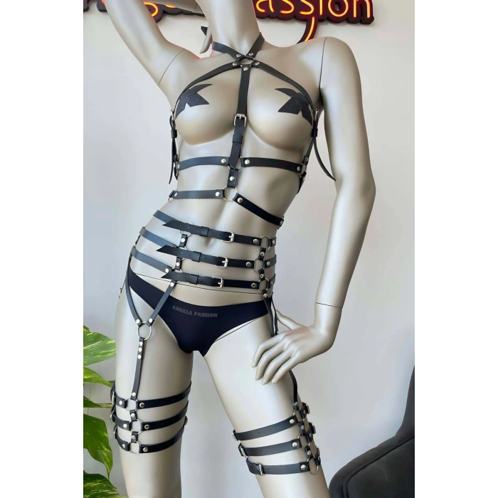 Fantazi Deri İç Giyim Jartiyer Harness - Brf524