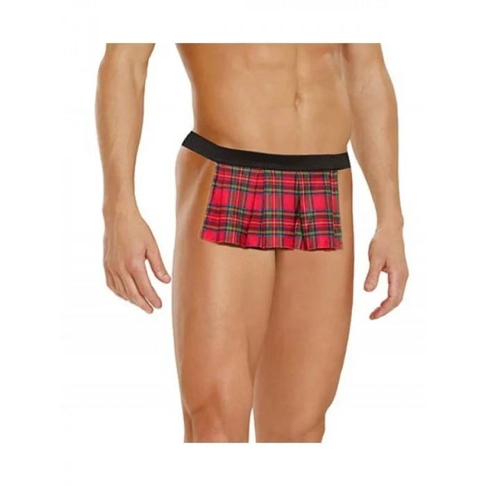 Fantezi Arkası Açık Ekoseli Erkek Etek