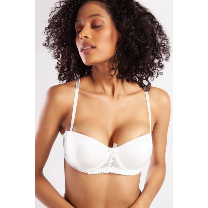 Gala Push-up Strapless Bra, Ekru Konforlu Ve Şık Sütyen, Strapless