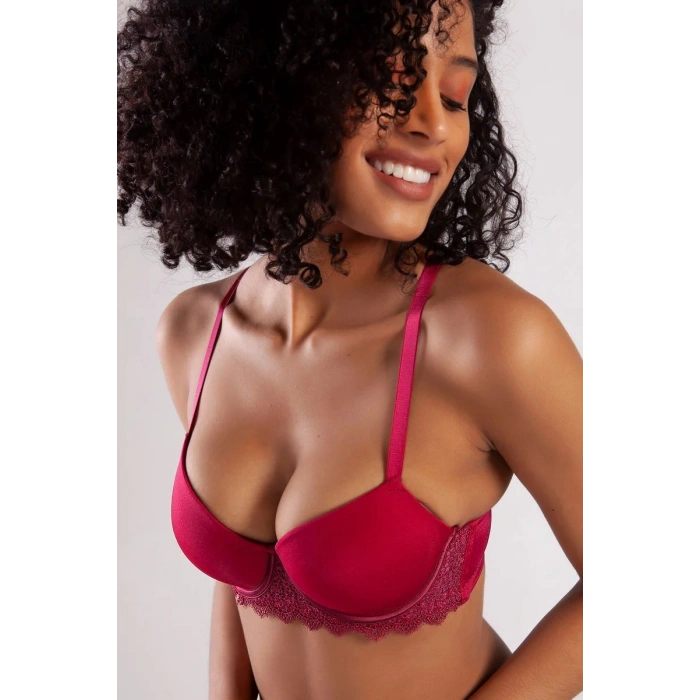 Garland Big Size Plunge Bra, Şarap Rengi Konforlu Ve Şık Sütyen