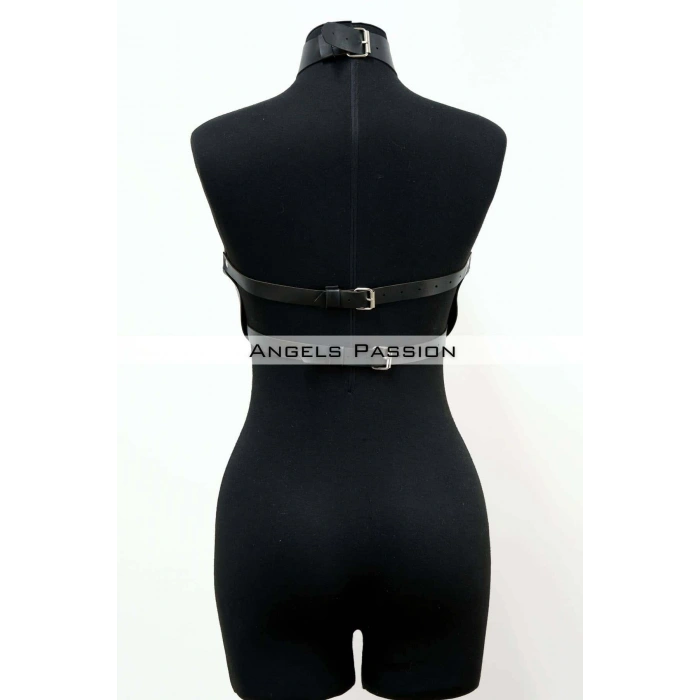 Göğüsleri Açık Deri Fantezi Giyim, Deri Göğüs Harness - Brf1237