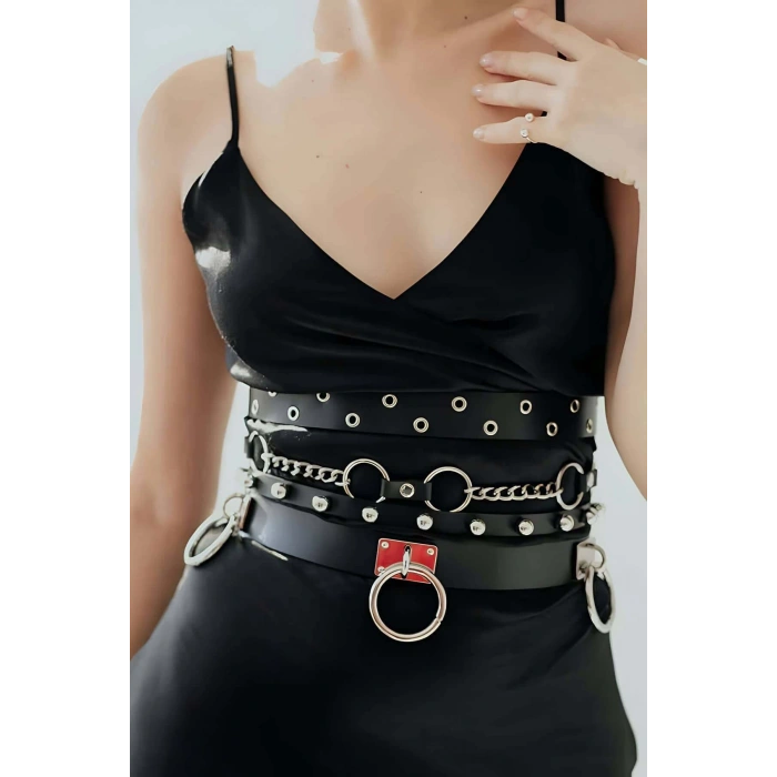 Halka Ve Zincir Detaylı Şık Deri Kemer - Brf825