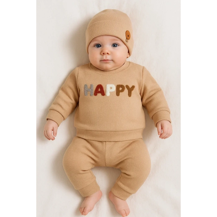 Happy Nakışlı 2li Pamuklu Erkek Bebek Takım