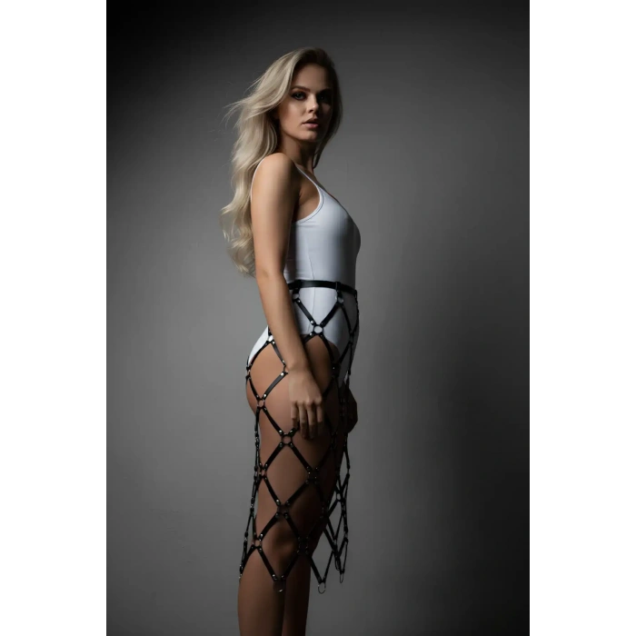 Harness Etek, Deri Örgü Harness Etek, Şık Tayt Üzeri Etek - Brf410