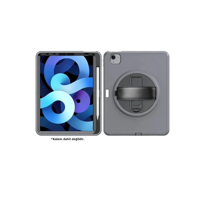 iPad 2022 10.9 (10.nesil) Kılıf Hand Strap Tablet Kılıfı - Gri