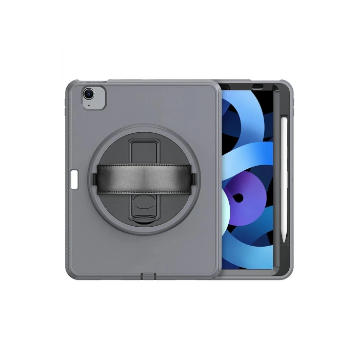 iPad 2022 10.9 (10.nesil) Kılıf Hand Strap Tablet Kılıfı - Gri
