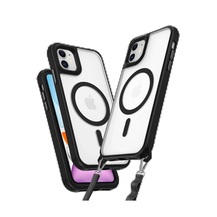 iPhone 11 Kılıf Enka Magsafe Silikon Kılıf - Siyah