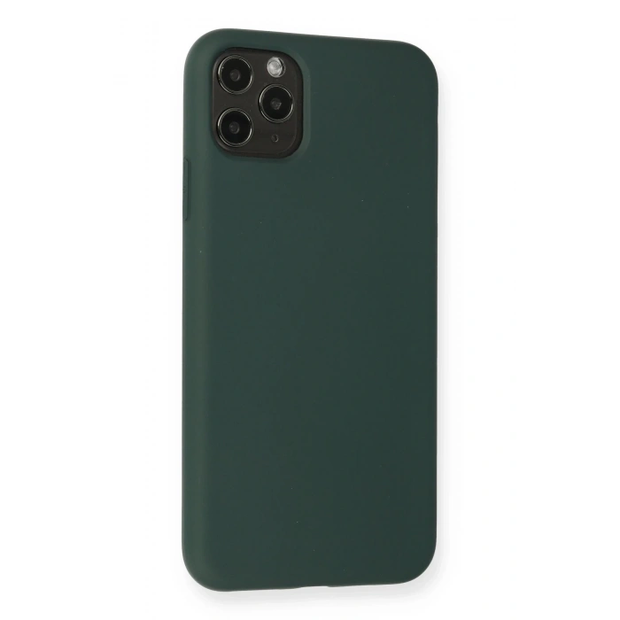 iPhone 11 Pro Max Kılıf Nano içi Kadife Silikon - Koyu Yeşil