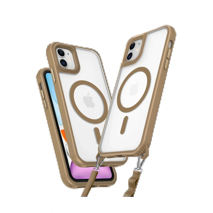 iPhone 12 Kılıf Enka Magsafe Silikon Kılıf - Desert