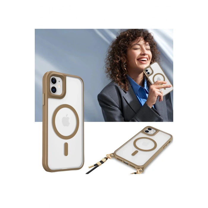iPhone 12 Kılıf Enka Magsafe Silikon Kılıf - Desert