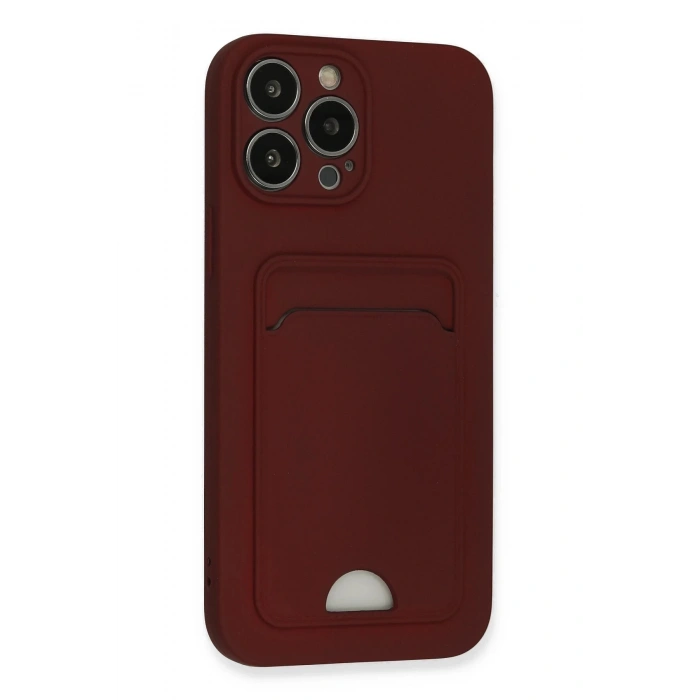 iPhone 13 Pro Max Kılıf Kelvin Kartvizitli Silikon - Bordo
