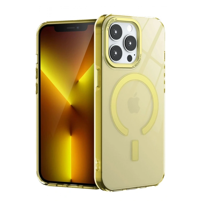 iPhone 14 Pro Max Kılıf Troy Magsafe Kapak - Sarı