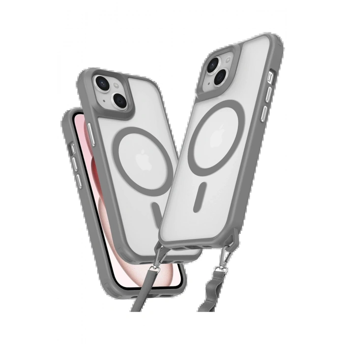 iPhone 15 Kılıf Enka Magsafe Silikon Kılıf - Titan Gri