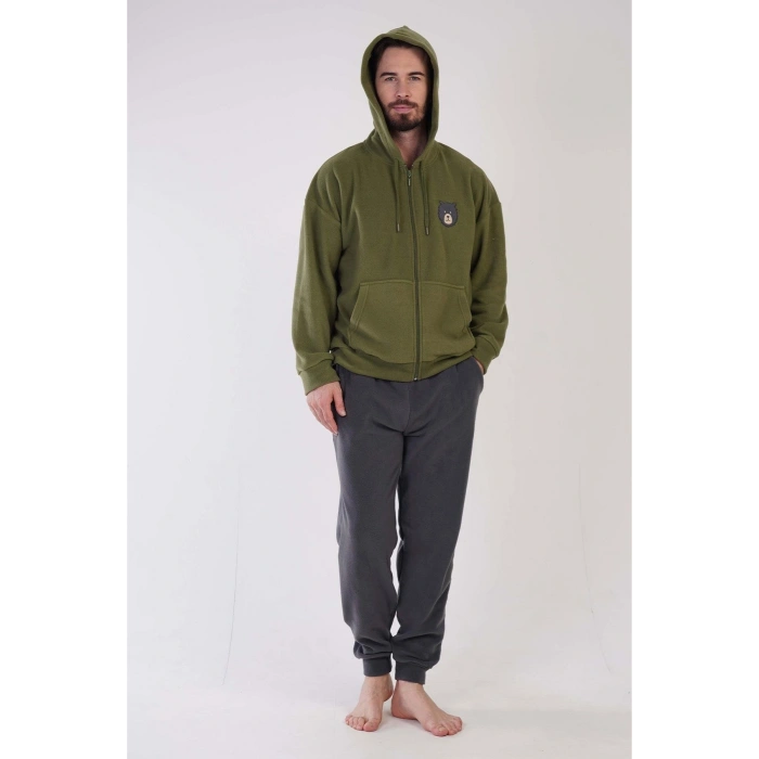 K304159 Polar Kapşonlu Düşük Omuz Erkek Pijama