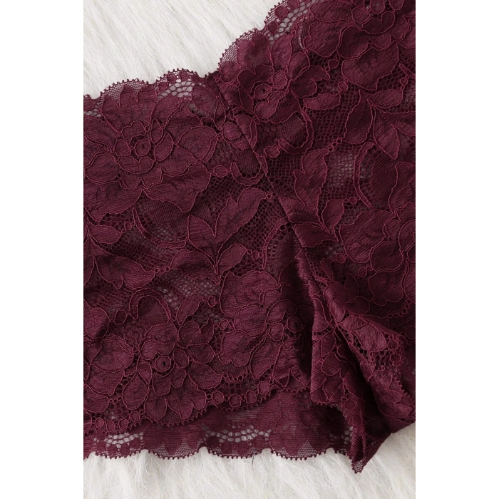 Kadın Bordo Dantelli & Kurdelalı Sütyen Külot Takımı