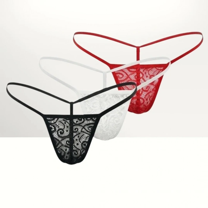 Kadın Premium Dantelli G-string 3’lü Külot Takımı