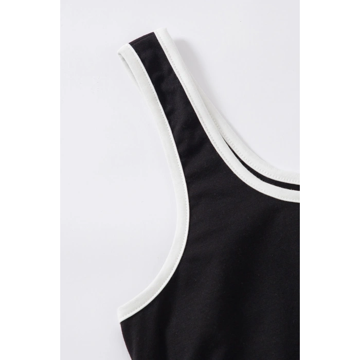 Kadın Siyah Askılı Crop Top Ve Şortlu Gecelik Takım