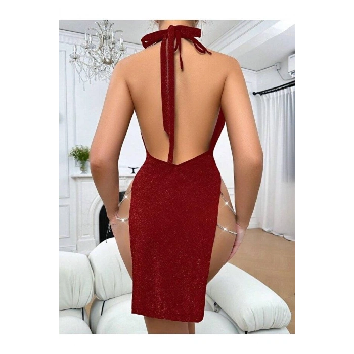 Kadın Zincir Detaylı Fantezi  Elbise 5087