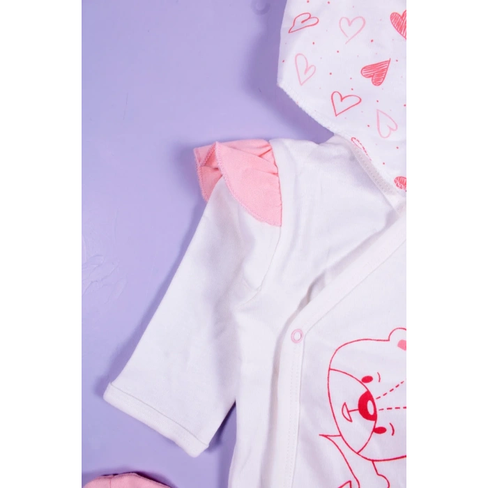 Kalp Desenli 5li Kız Bebek Hastane Çıkış Seti