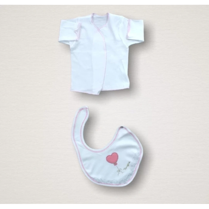 Kalpli Uçan Balon Nakışlı %100 Cotton Antibakteriyel 10lu Zıbın Takımı Hastane Çıkışı Ekru