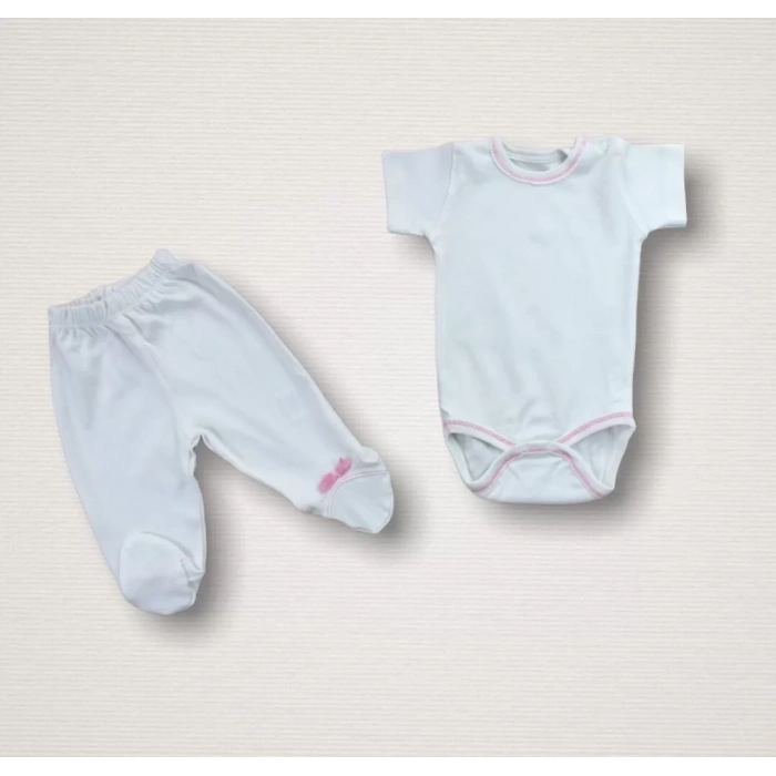 Kalpli Uçan Balon Nakışlı %100 Cotton Antibakteriyel 10lu Zıbın Takımı Hastane Çıkışı Ekru