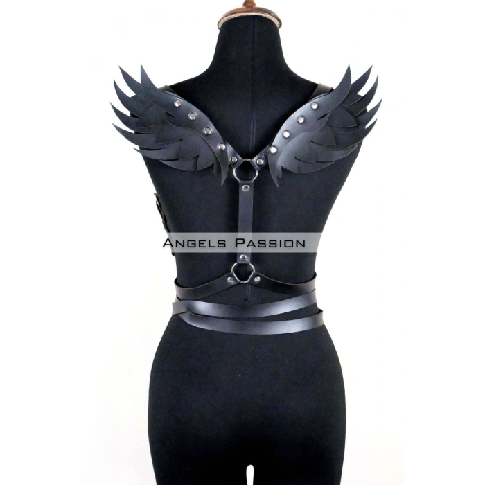 Kanatlı Detaylı Şık Göğüs Harness , Kanat Detaylı Deri Kemer - Brf1097