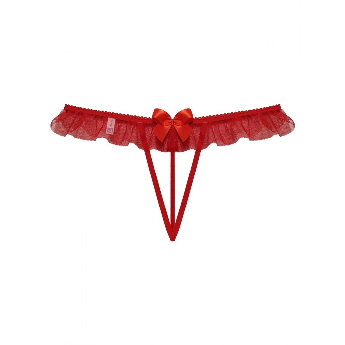 Kırmızı Dantelli Taşlı Kadın Fantezi Külot