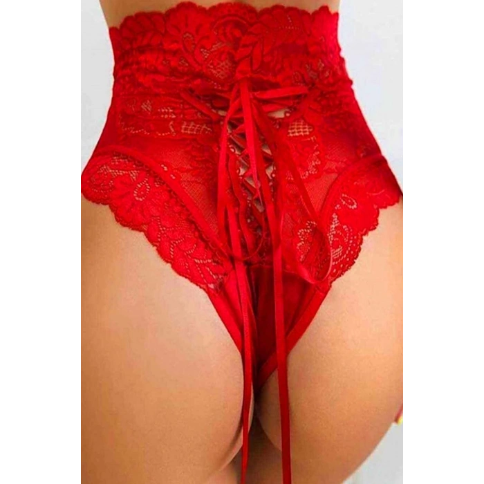 Kırmızı Dantelli Yüksek Bel Külot Hera - K1001