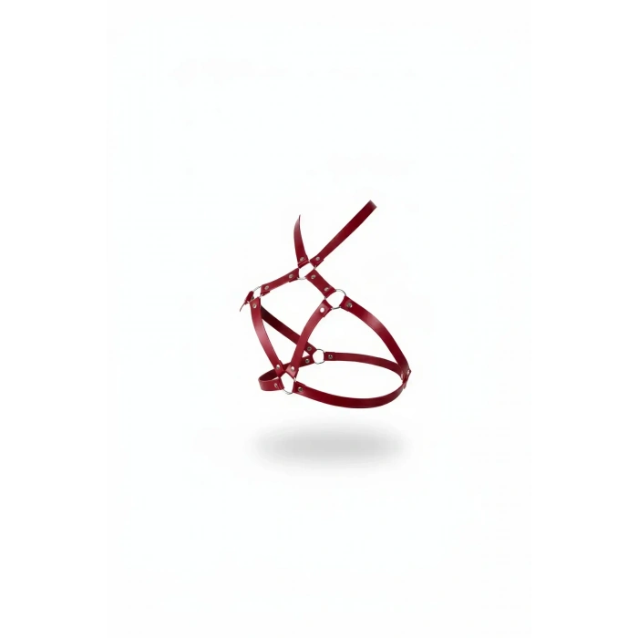 Kırmızı Göğüs Harness Deri Halka Detaylı Vücut Aksesuarı - Brf231