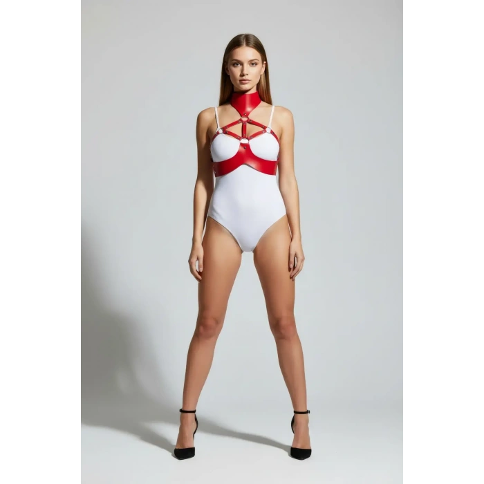 Kırmızı Kadın Kemer Suni Deri Vücut Korse Aksesuarı - Brf1237