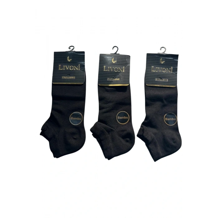 Livoni Dikişsiz Bambu Erkek Patik Çorap 3 Adet