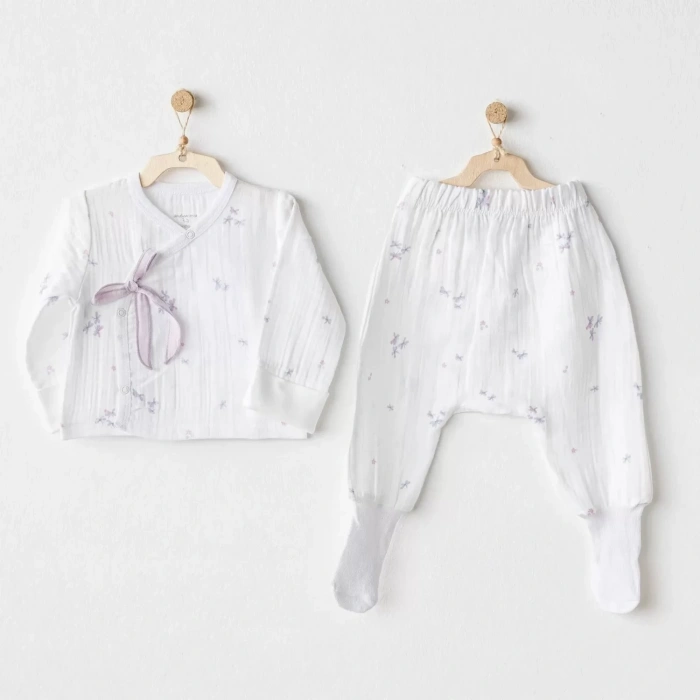 Magical Butterfly Müslin 2li Zıbın Takım White