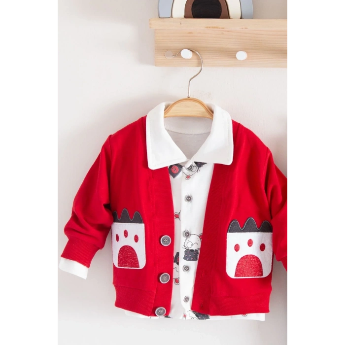 Mause Gömlek Yakalı 3lü Erkek Bebek Takımı