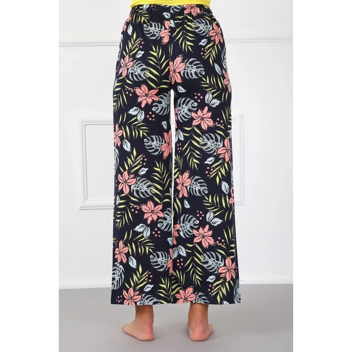 Moda Bayan Penye Bol Paça Pantolon Lacivert