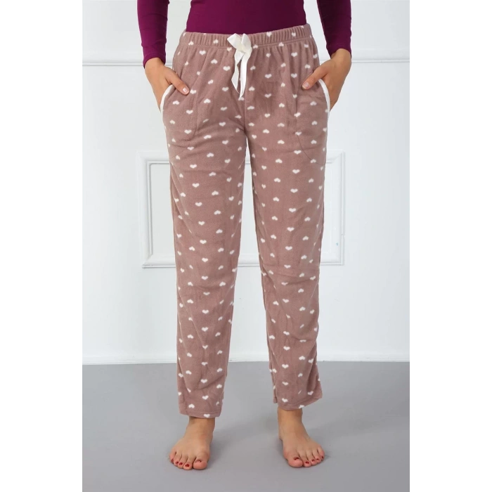 Moda Bayan Welsoft Polar Tek Alt Pijama Kahve