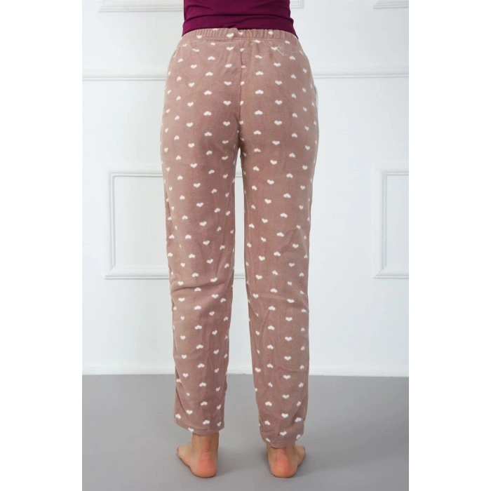 Moda Bayan Welsoft Polar Tek Alt Pijama Kahve