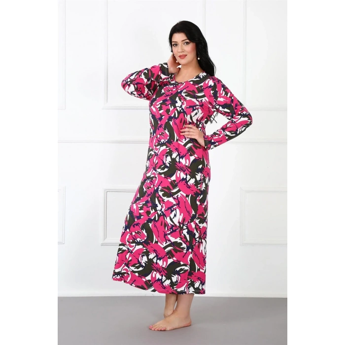 Moda Büyük Beden Anne Gecelik Fuşya