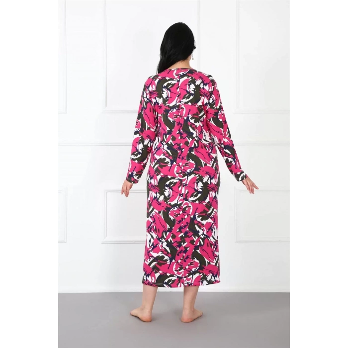 Moda Büyük Beden Anne Gecelik Fuşya