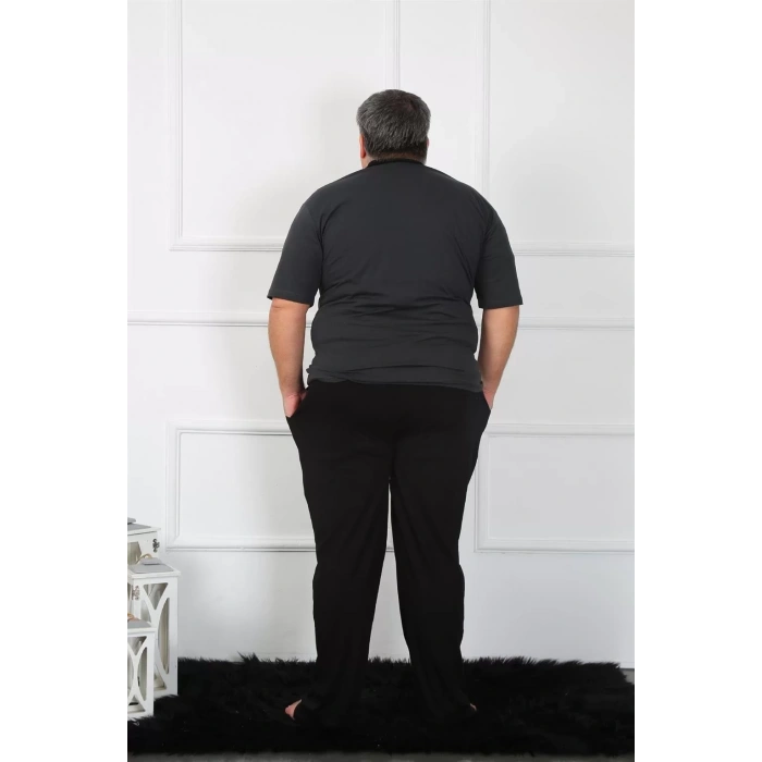 Moda Büyük Beden Erkek Antrasit Penye Pijama Takım