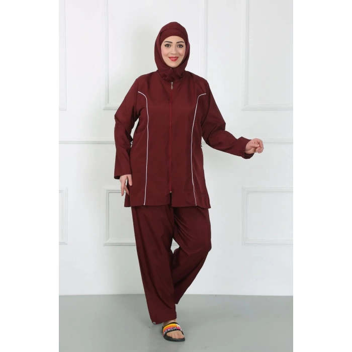 Moda Büyük Beden Tesettür Büyük Mayo Bordo
