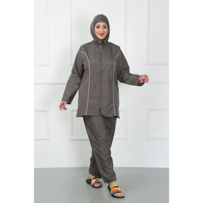 Moda Büyük Beden Tesettür Büyük Mayo Füme