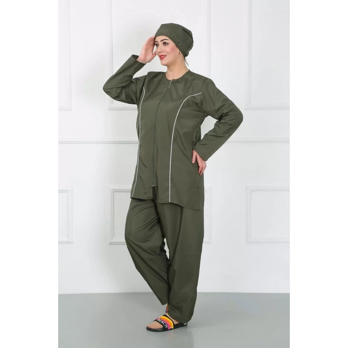 Moda Büyük Beden Tesettür Büyük Mayo Haki