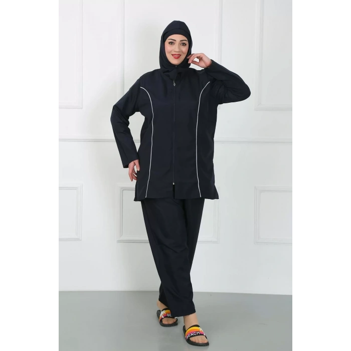 Moda Büyük Beden Tesettür Büyük Mayo Lacivert
