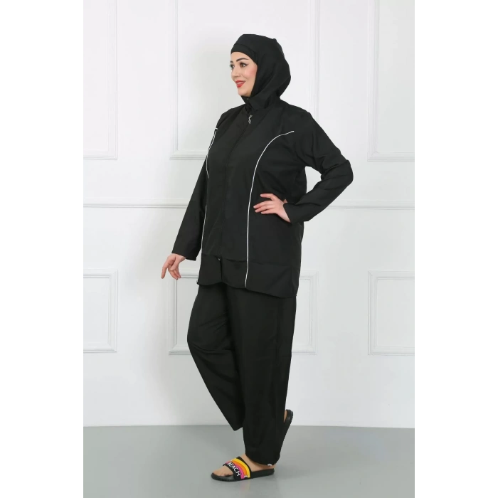 Moda Büyük Beden Tesettür Büyük Mayo Siyah