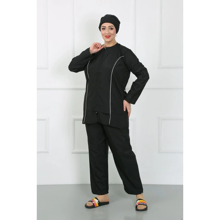 Moda Büyük Beden Tesettür Büyük Mayo Siyah