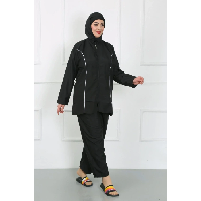 Moda Büyük Beden Tesettür Büyük Mayo Siyah