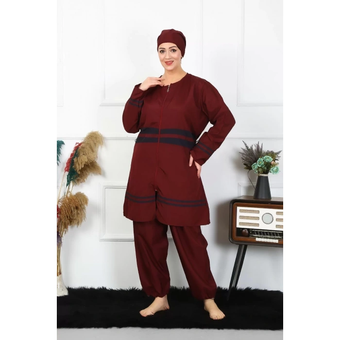 Moda Büyük Beden Tesettür Mayo 7XL-8XL-9XL-10XL Bordo
