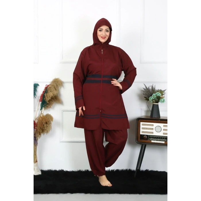 Moda Büyük Beden Tesettür Mayo 7XL-8XL-9XL-10XL Bordo