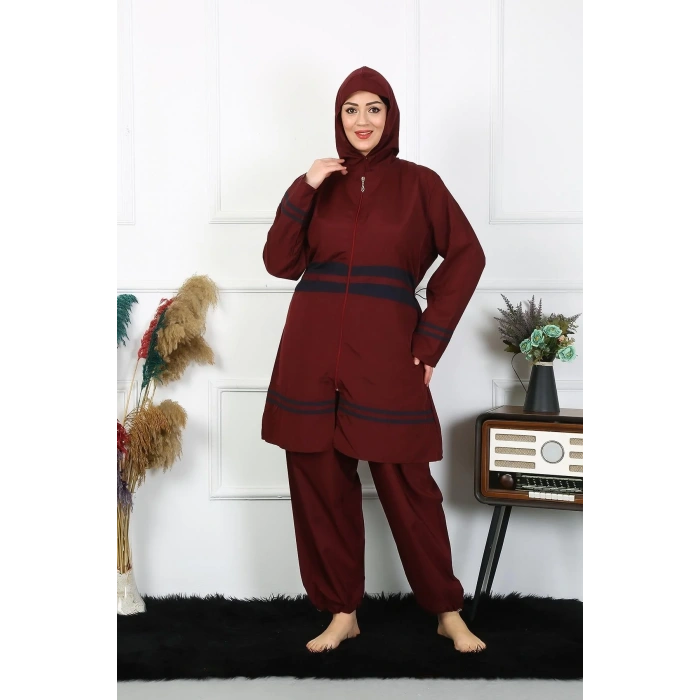 Moda Büyük Beden Tesettür Mayo 7XL-8XL-9XL-10XL Bordo