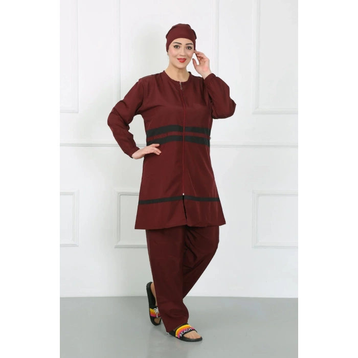 Moda Büyük Beden Tesettür Mayo Bordo